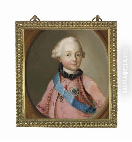 Portrait Of Grand Duke Paul Petrovich, Later Emperor Paul I Of Russia (1754-1801), Half-length, En Deuil, In A Pink Coat, Wearing The Blue Sash - view 1