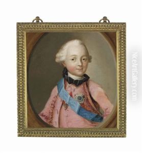 Portrait Of Grand Duke Paul Petrovich, Later Emperor Paul I Of Russia (1754-1801), Half-length, En Deuil, In A Pink Coat, Wearing The Blue Sash