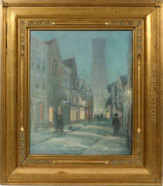 Evening Street Scene In The Snow - view 1
