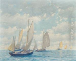 Departure Of The Fishing Fleet Off Cape Cod, Mass by David Ericson