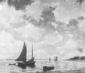 Seacape With A Sail Boat by David Ericson