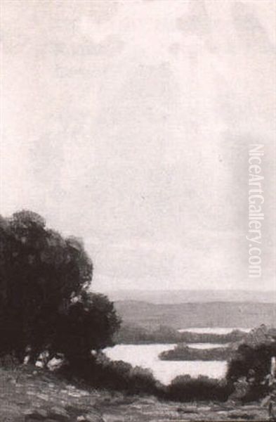 Landscape With Sunlight Piercing A Cloudy Blue Sky - view 1