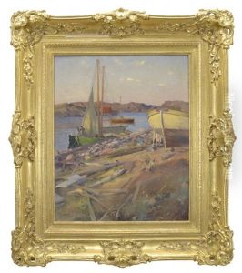 Bohuslanskt Kustmotiv Med Batar by Johan Ericson