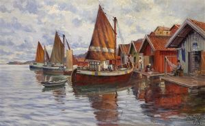 Fiskelage I Bohuslan Med Figurer by Johan Ericson