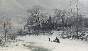 Vinterlandskap I Skymning by Johan Ericson