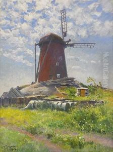 Sommarmotiv Med Vaderkvarn by Johan Ericson