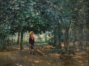 Gosse Med Skottkarra - Sommarsondag I Parken