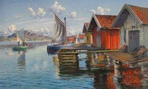 Batar I Hamn - Fiskelage Pa Vastkusten by Johan Ericson