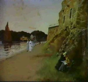 Strandpromenad I Skymningen -motiv Fran Marstrand by Johan Ericson