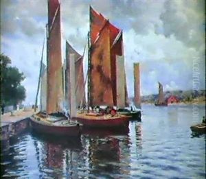 Segelbatar Vid Brygga- Motiv Fran Marstrand