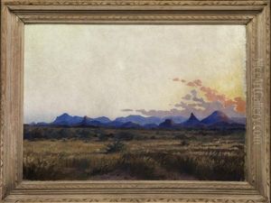 Sudafrikanische Landschaft Bei Aufgehender Sonne by Axel Francis Zeraava Eriksson