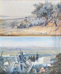 La Marsa Vue De Sidi Bou Said (+ La Plaine De Carthage Vue De Sidi Bou Said; 2 Works) by Baron Rodolphe d' Erlanger