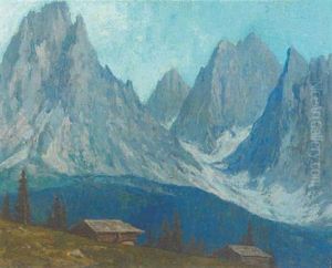 Langkofelgruppe Mit Hartlalm In Den Grodner Dolomiten by Franz Erler
