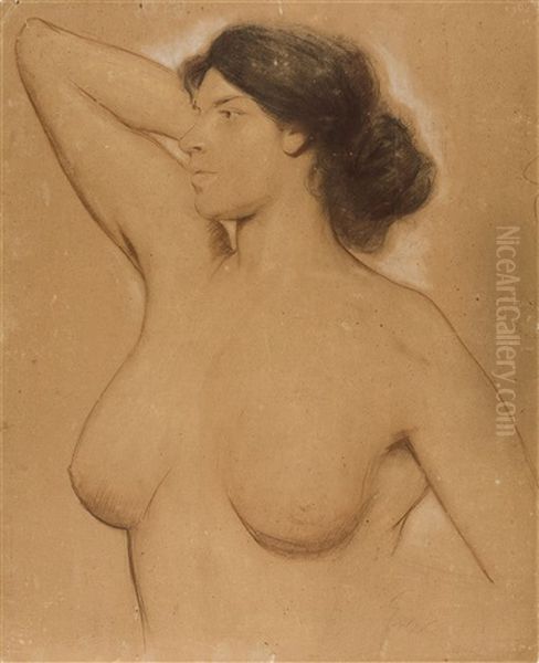 Weiblicher Halbakt Mit Erhobenem Rechten Arm - view 1