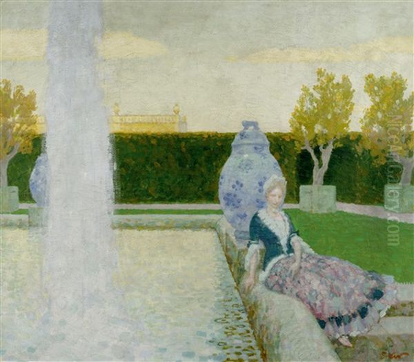 Frau Im Park Am Brunnen - view 1