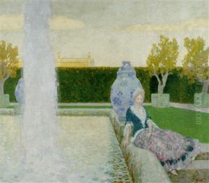 Frau Im Park Am Brunnen by Fritz Erler