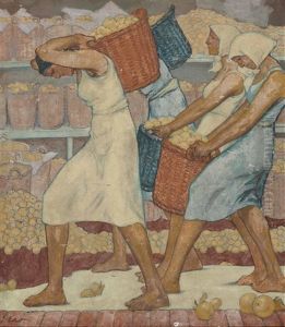 Frauen Bei Der Apfelernte by Fritz Erler