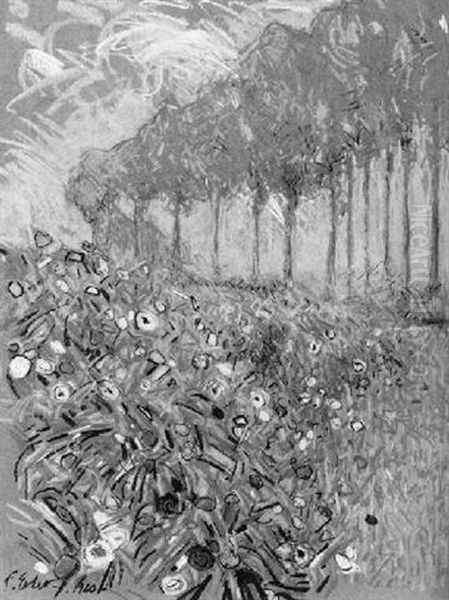 Blumenwiese Vor Einer Allee - view 1