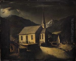 Vollmond Uber Einem Dorf In Den Alpen (+ Dorfplatz Mit Brunnen; Pair) Vollmond Uber Einem Dorf In Den Alpen (+ Dorfplatz Mit Brunnen; Pair)
