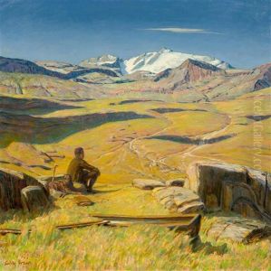 Scheidender Sommer (wohl Mit Blick Auf Die Greina Ebene Mit Dem Piz Medel) by Erich Erler-Samedan