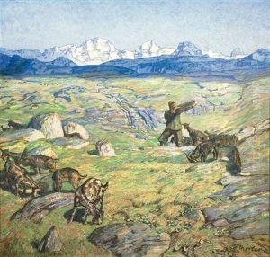 Goatherd In The Alps by Erich Erler-Samedan