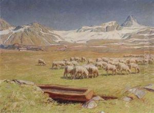 Schafherde Im Gebirge by Erich Erler-Samedan