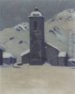 Bergkirche Im Schnee by Erich Erler-Samedan
