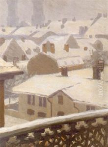 Winterstimmung In Munchen Mit Blick Auf Die Ludwigskirche by Erich Erler-Samedan