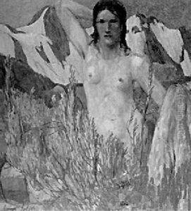 Halbakt Vor Hochgebirgslandschaft by Erich Erler-Samedan