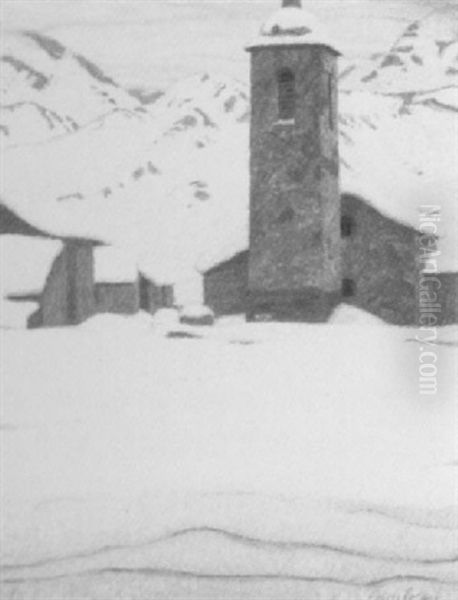 Verschneite Kirche In Alpenlandschaft - view 1