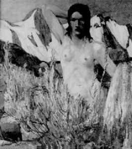 Halbfigur Eines Madchens Vor Alpenpanorama Halbfigur Eines Madchens Vor Alpenpanorama