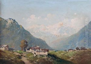 Paesaggio Montano Con Villagio