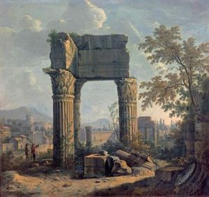 Vue Du Campo Vaccino A Rome by Johann Franciscus Ermels