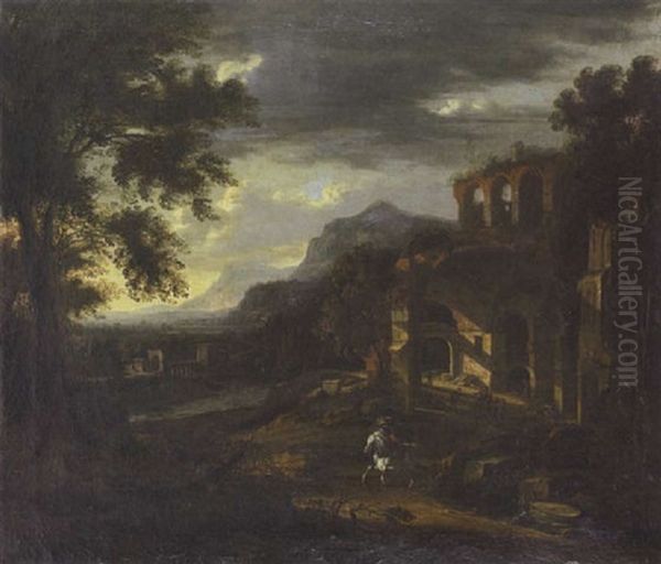 Gibirgslandschaft Mit Antiken Ruinen - view 1