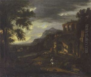 Gibirgslandschaft Mit Antiken Ruinen by Johann Franciscus Ermels