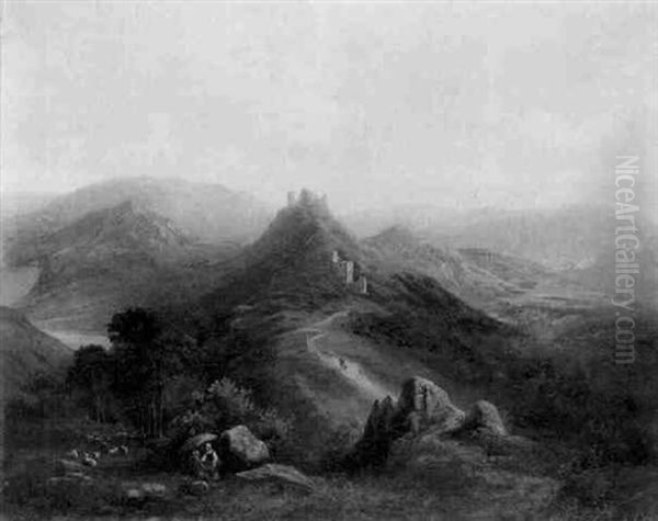 Burgruine In Bergiger Landschaft - view 1