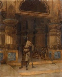 Garde Et Son Tigre A L'entree Du Palais by Rudolf Ernst
