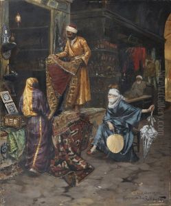 Le Marchand De Tapis Dans Un Souk by Rudolf Ernst