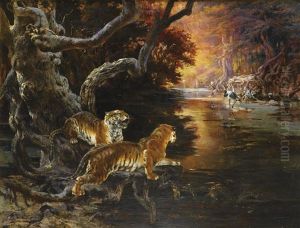 Two Tigers On The Hunt by Rudolf Ernst