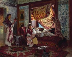 Taking Tea In The Harem by Rudolf Ernst