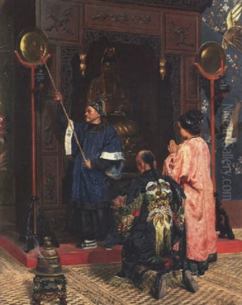 Figures Beside A Chinese Shrine - view 1