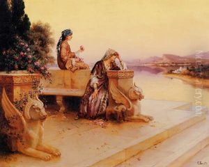 Elegant Arab Ladies On A Terrace At Sunset