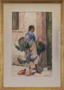 Woman With Chickens And Turkeys by Paul Ashbrook