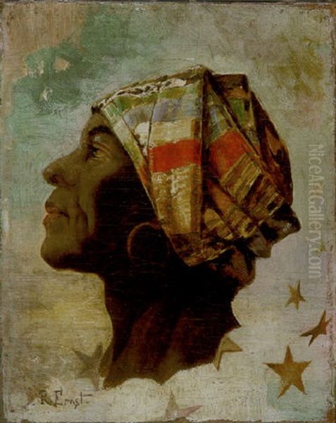 Profil Eines Nubiers Mit Gestreiftem Turban - view 1