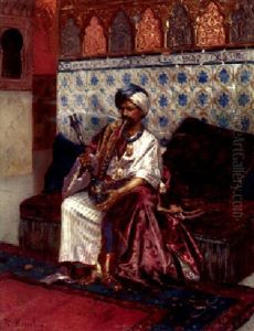An Arab Smoking A Hookah by Rudolf Ernst