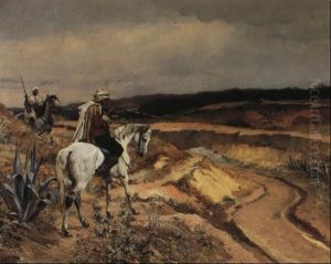 Arab Horsemen In The Desert by Rudolf Ernst