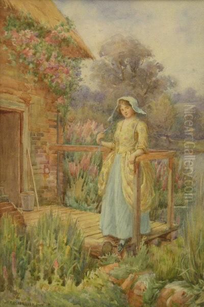 Lady By A Cottage Doorway - view 1