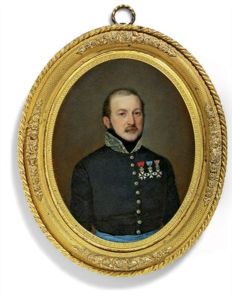 An Officer In Military Uniform, Blue Coat With Silver-embroidered Collar