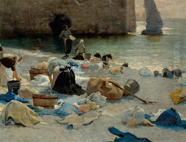Washerwomen At Etretat In Normandy - view 1