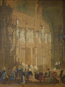 Figures In A Church Interior by George Percy Ashburnham